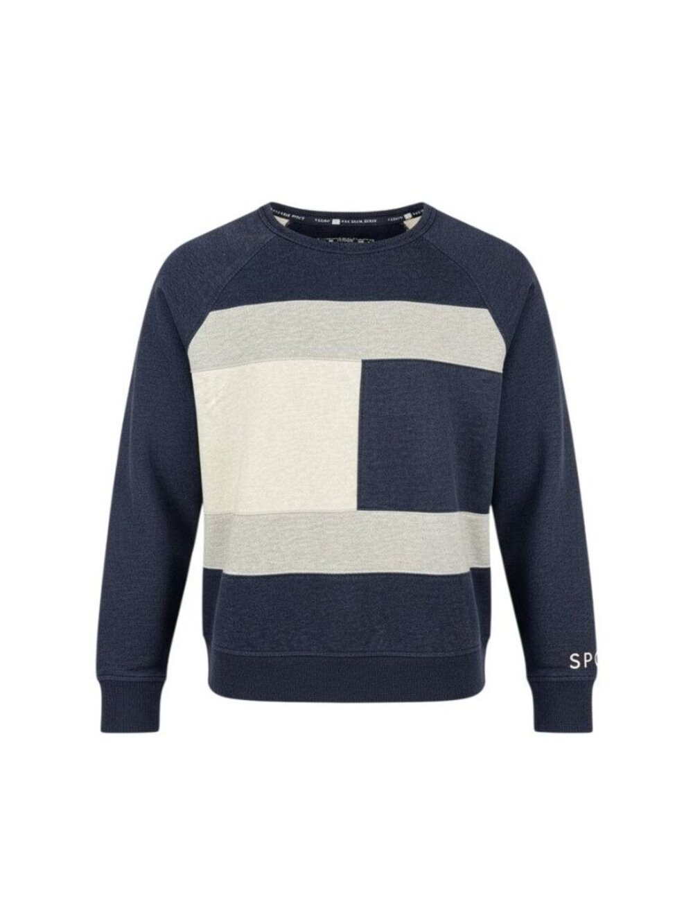 Tommy Hilfiger Sport Mens Striped Crewneck Sweatshirt Navy & Gray Colorblock S